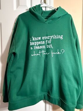 Green Graphic Hoodie with White Script